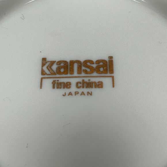 Kansai Fine China Japan Gold Rim Orange Leaves Rice Bowls Lot Of 3 Blue White - Picture 7 of 12